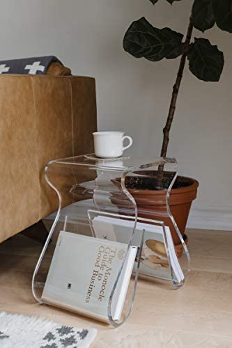Umbra Magino, Acrylic Side Table, End Table, Stool with Storage, Modern Magazine Rack, Clear,21.725" x 20.9" x 15.125"