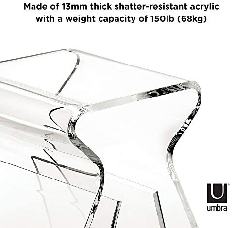 Umbra Magino, Acrylic Side Table, End Table, Stool with Storage, Modern Magazine Rack, Clear,21.725" x 20.9" x 15.125"