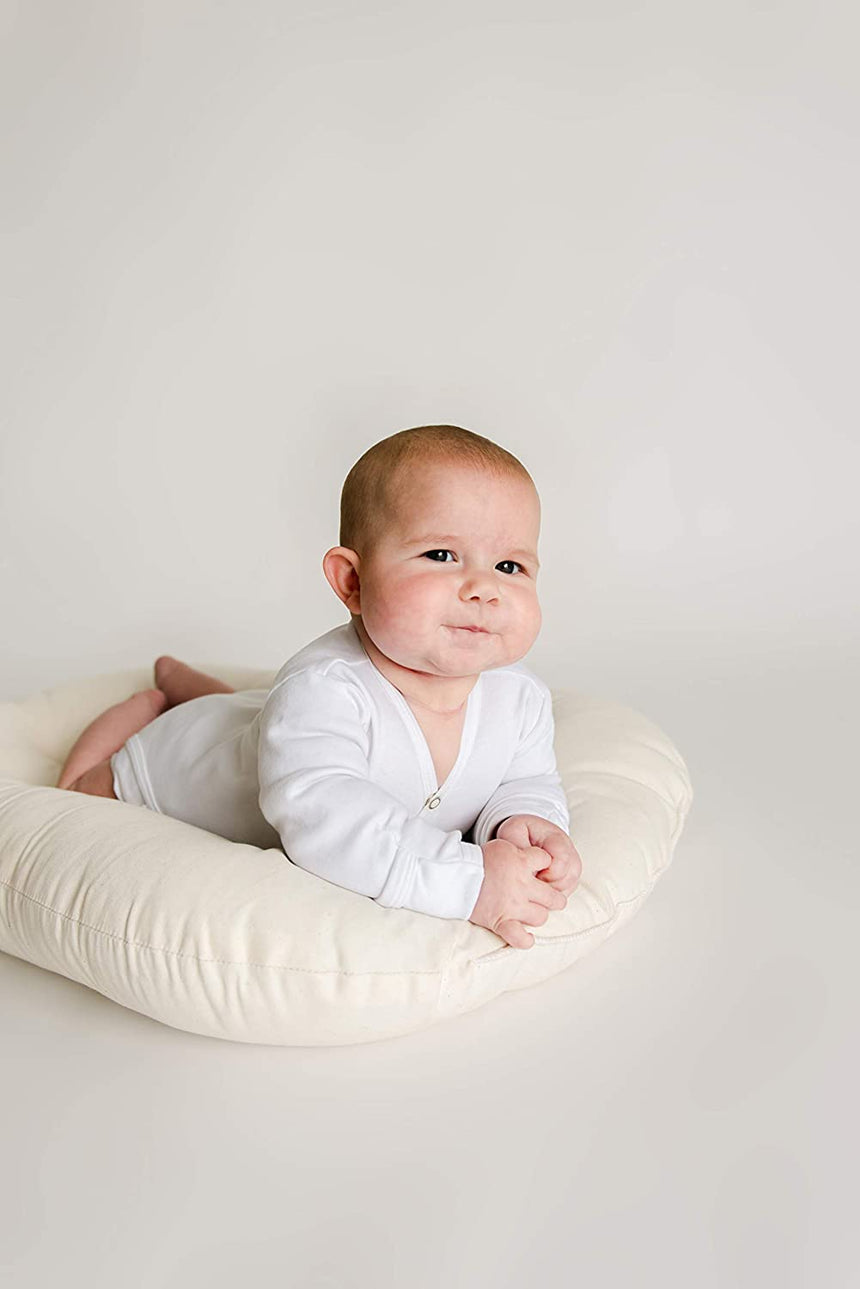 Snuggle Me Organic Bare | Baby Lounger & Infant Floor Seat | Newborn Essentials | Organic Cotton, Fiberfill | Natural