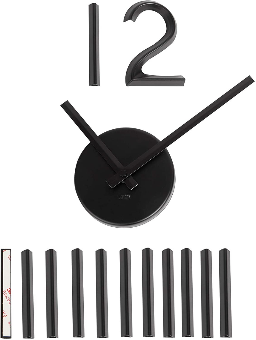 Umbra 1005400-040 Blink Wall Clock Black - Easy to Paste Wall Sticker Numbers, Frameless Large Decorative Wall Clock, Simple Indicators, Minimalist, Black,39.25 Inch L x 39.25 Inch W x 1.38 Inch H