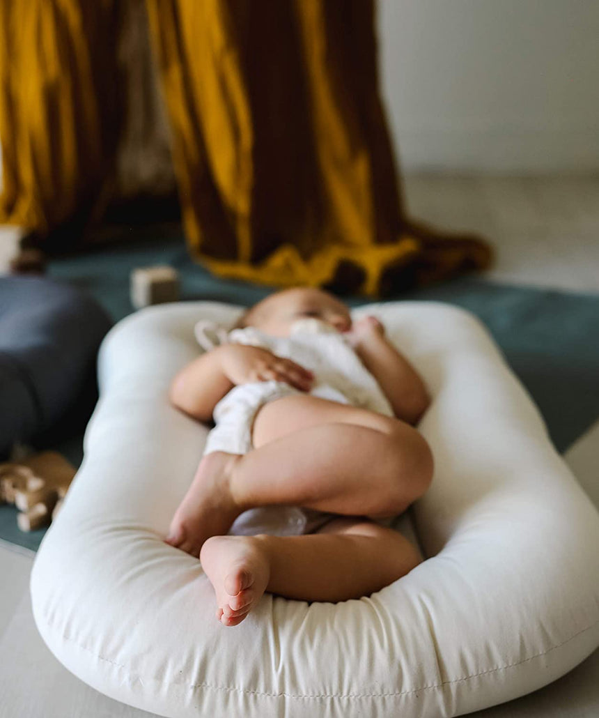 Snuggle Me Organic Bare | Baby Lounger & Infant Floor Seat | Newborn Essentials | Organic Cotton, Fiberfill | Natural