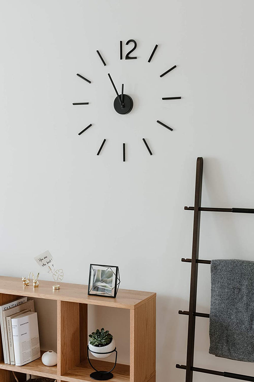 Umbra 1005400-040 Blink Wall Clock Black - Easy to Paste Wall Sticker Numbers, Frameless Large Decorative Wall Clock, Simple Indicators, Minimalist, Black,39.25 Inch L x 39.25 Inch W x 1.38 Inch H