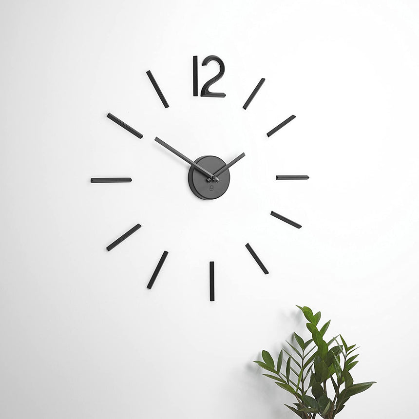 Umbra 1005400-040 Blink Wall Clock Black - Easy to Paste Wall Sticker Numbers, Frameless Large Decorative Wall Clock, Simple Indicators, Minimalist, Black,39.25 Inch L x 39.25 Inch W x 1.38 Inch H